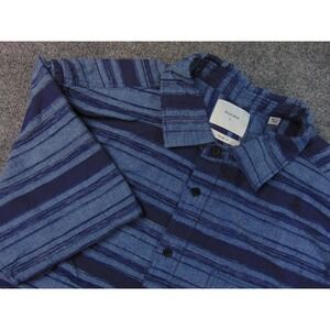 Billy Reid Shirt Mens Large Blue Black Stripe Resort Relaxed Fit Resort